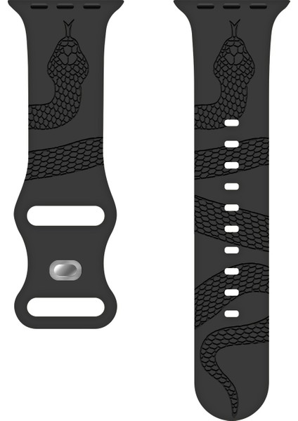 Apple Watch 10 42MM 6-7-8-9-Se Uyumlu 38-40-41MM Uyumlu Yılan Desenli Silikon Kordon modelleri
