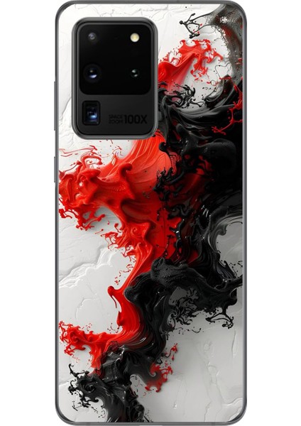 Samsung Galaxy S20 Ultra Uyumlu Şeffaf Kılıf Renkli Boya Tasarımlı