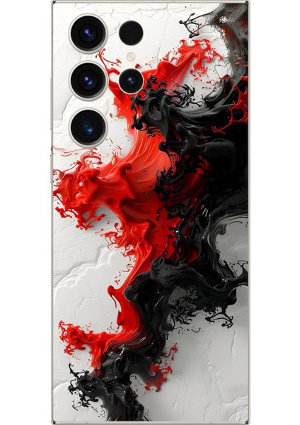 Samsung Galaxy S23 Ultra Uyumlu Şeffaf Kılıf Renkli Boya Tasarımlı
