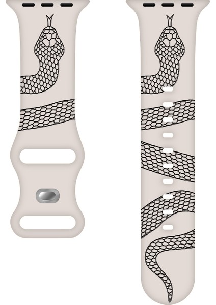 Apple Watch 10 42MM 6-7-8-9-Se Uyumlu 38-40-41MM Uyumlu Yılan Desenli Silikon Kordon modelleri