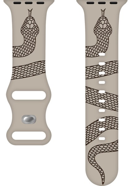 Apple Watch 10 42MM 6-7-8-9-Se Uyumlu 38-40-41MM Uyumlu Yılan Desenli Silikon Kordon modelleri