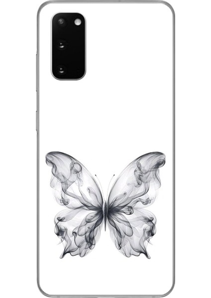 Samsung Galaxy S20 Uyumlu Şeffaf Kılıf Dumanlı Kelebek Tasarımlı