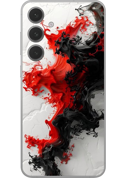 Samsung Galaxy S24 Uyumlu Şeffaf Kılıf Renkli Boya Tasarımlı
