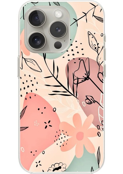 iPhone 15 Pro Max Uyumlu Şeffaf Kılıf Çiçek Tasarımlı