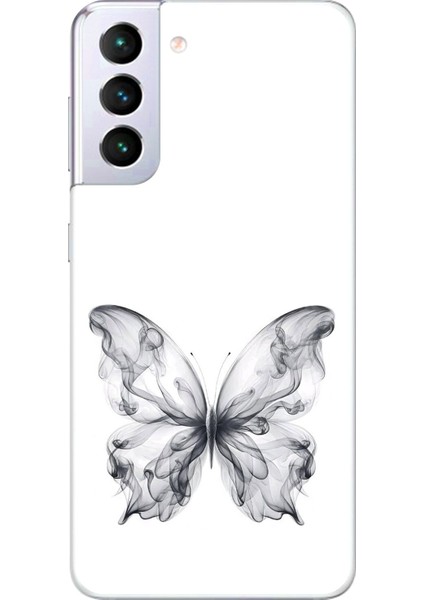 Samsung Galaxy S21+ Uyumlu Şeffaf Kılıf Dumanlı Kelebek Tasarımlı