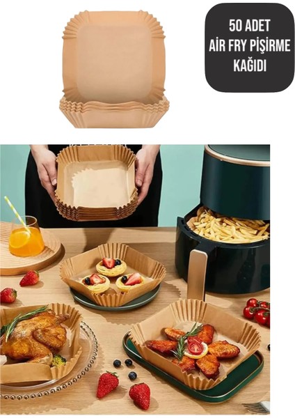 50'li Kare Air Fryer Kalıbı | Yanmaz Yapışmaz Pişirme Kağıdı