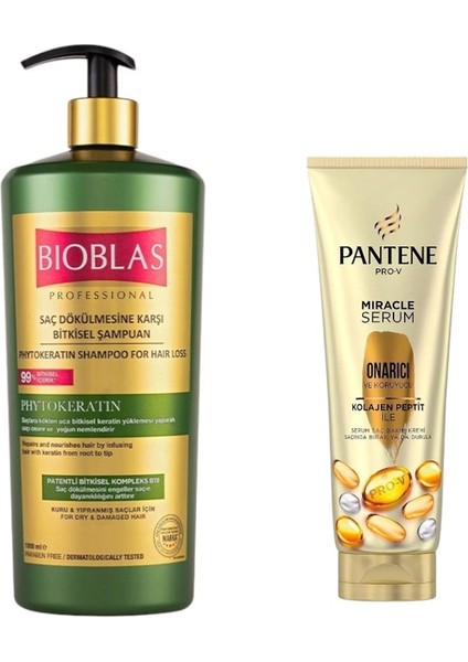 Phytokeratin Şampuan 1000 ml + Pantene Miracle Onarıcı ve Koruyucu Serum Şaç Bakım Kremi 200 ml
