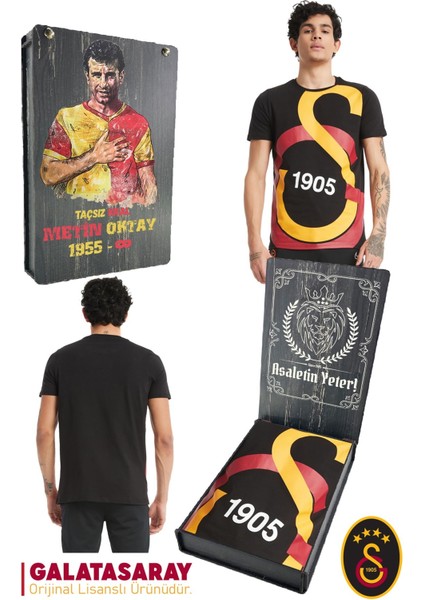 Orijinal Lisanslı Büyük Logolu T-Shirt Metin Oktay Baskılı Hediyelik Ahşap Kutulu