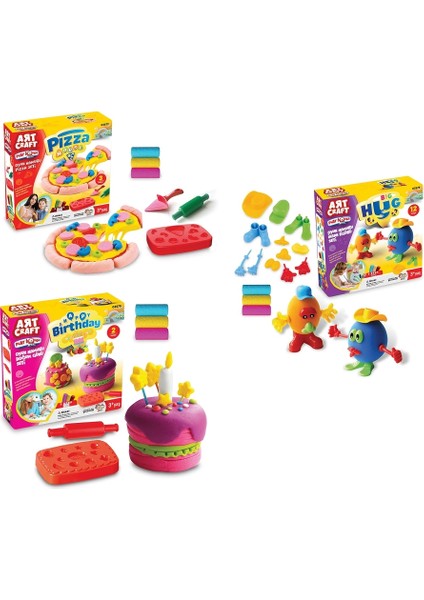 Pizza + Insan Figürü + Doğum Günü Art Craft Oyun Hamuru Eğitici Zeka Geliştirici Set
