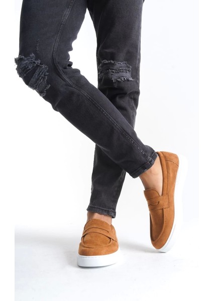SWO180 Estilo x Bağcıksız Süet Erkek Günlük Spor Klasik Ayakkabı Bt Taba