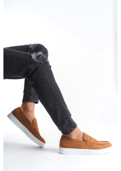 SWO180 Estilo x Bağcıksız Süet Erkek Günlük Spor Klasik Ayakkabı Bt Taba