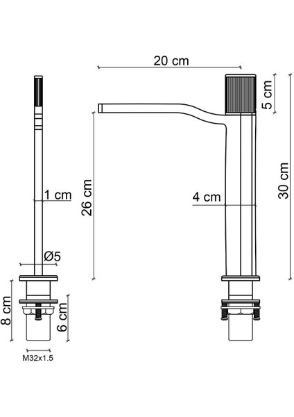 Yüksek Lavabo Bataryası (Mat Altın) FA-7022 fiyatları