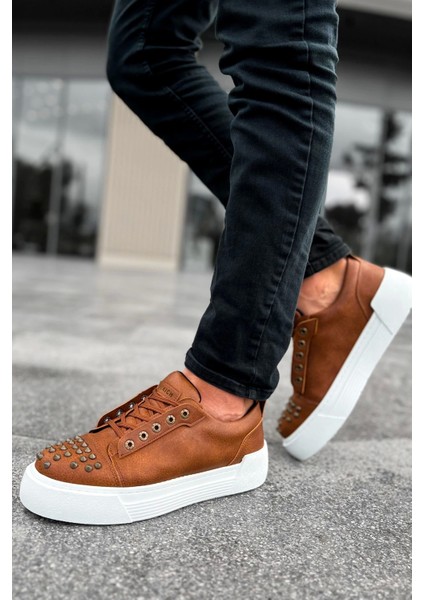 SHO169 Bağcıklı Gotik Çivili Metal Cbt Thorn Erkek Ayakkabı Taba modelleri