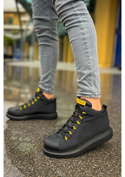 SHO111 Bağcıklı Özel Tasarım Gst Milano Erkek Bot Sıyah - Sarı fiyatları