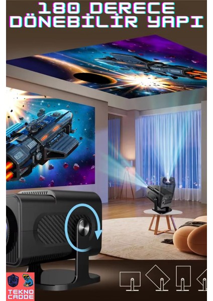 HCY320 Pro 15000+ Retro Arcade Oyunlu Kumandalı Android Tv Projektör Projeksiyon Cihazı indirimleri