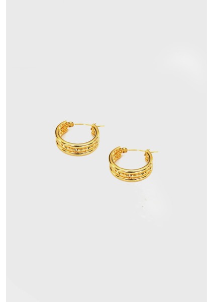 Ring Model Altın Kaplama Küpe