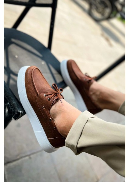 SHO419 Bağcıklı Yüksek Taban Cbt Torrini Erkek Loafer Ayakkabı Taba fırsatları