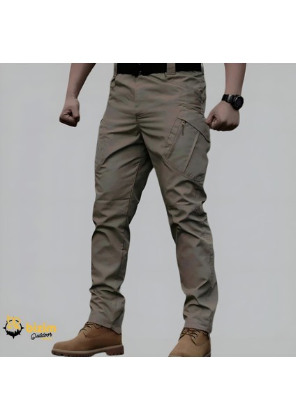 Yazlık Ithal Likralı Su Geçirmez Tactical Pantolon Ünisex Bej Renk -Waterproof