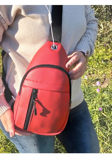 Kadın Kırmızı Çapraz Askılı Göğüs Çantası Bölmeli Günlük Omuz Çantası, Bodybag modelleri
