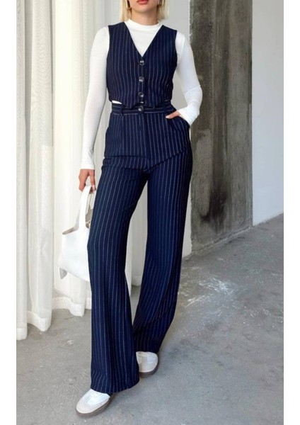 Crop Yelek Pantolon Takım