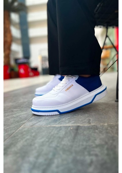 SHO075 Bağcıklı Yüksek Taban Cbt Signature Erkek Ayakkabı Beyaz / Sax Mavı modelleri