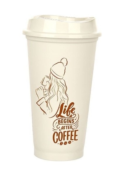 Kahve Bardağı - Kapaklı Krem 473 ml fırsatları