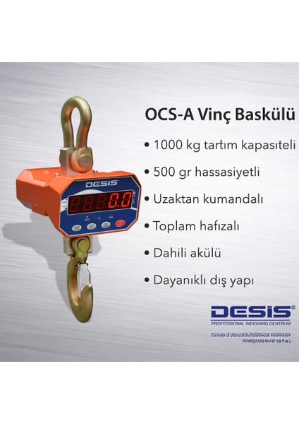 Desis Ocs-A Dijital Vinç Baskülü 1 Ton