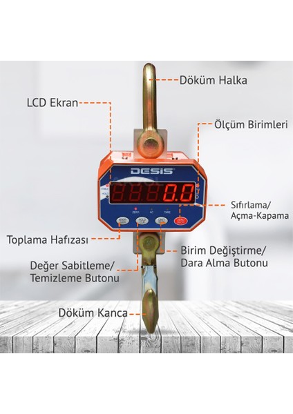 Desis Ocs-A Dijital Vinç Baskülü 1 Ton
