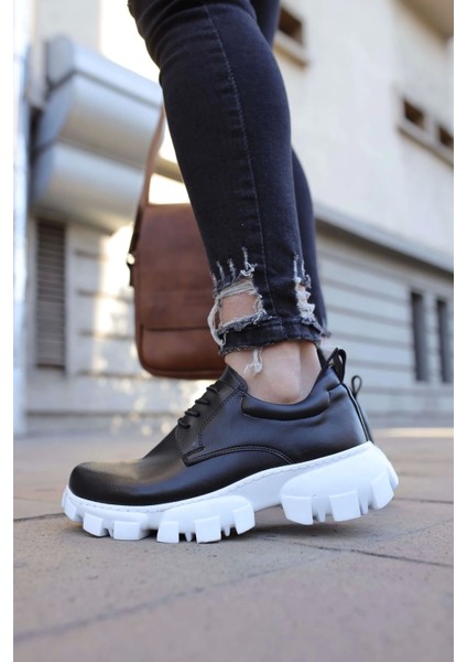 SHO093 Bağcıklı Kalın Tırtıklı Taban Fbt Castle Erkek Ayakkabı Sıyah fiyatları
