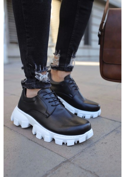 SHO093 Bağcıklı Kalın Tırtıklı Taban Fbt Castle Erkek Ayakkabı Sıyah modelleri
