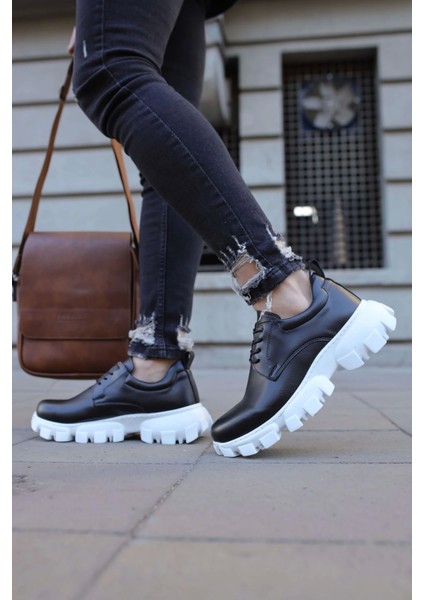 SHO093 Bağcıklı Kalın Tırtıklı Taban Fbt Castle Erkek Ayakkabı Sıyah fırsatları