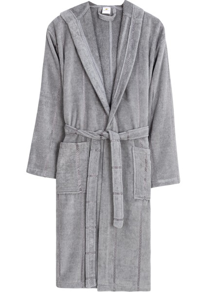 Pamuklu Kadife Kapüşonlu Unisex Bornoz