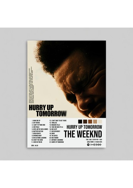 The Weeknd - Hurry Up Tomorrow Albüm Spotify Çerçevesiz Tasarım Poster
