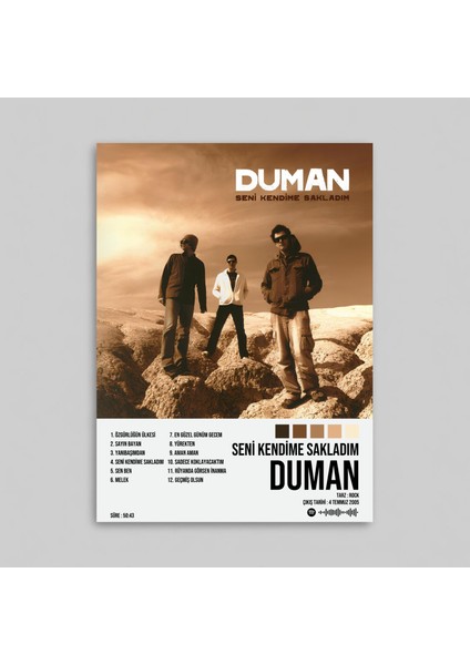 Duman - Seni Kendime Sakladım Albüm Spotify Çerçevesiz Tasarım Poster