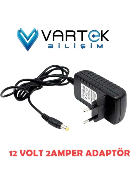 12 Volt - 2 Amper 5.5*2.5 mm Uçlu Plastik Kasa Priz Tipi Adaptör