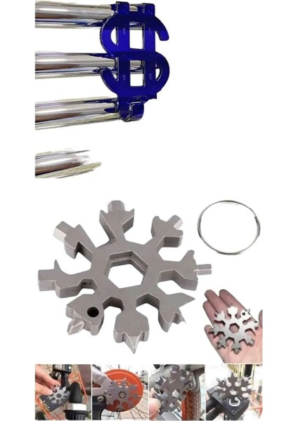 3 Adet Kar Tanesi Çelik Taşınabilir Çok Amaçlı Tornavida Takımı/ Konserve Şişe Açıcı 18 In 1