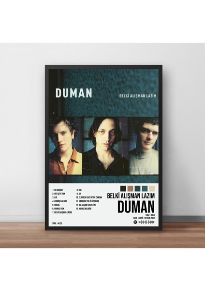 Duman - Belki Alışman Lazım Albüm Spotify Çerçeveli Poster Tablo