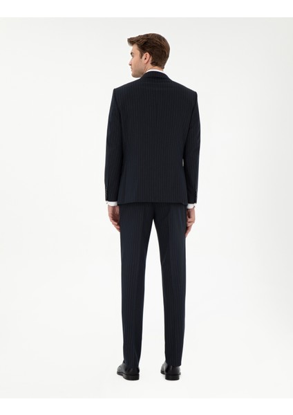 Erkek Lacivert Ex. Slim Fit Çizgili Takım Elbise 50304215-VR033 indirimleri