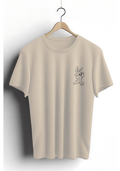 T-Shirt,Babs Bunny Tasarım Baskılı,Regular, Pamuk,Krem T-Shirt No:545