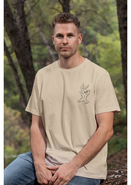 T-Shirt,Babs Bunny Tasarım Baskılı,Regular, Pamuk,Krem T-Shirt No:545