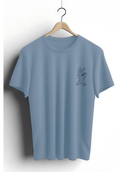 T-Shirt,Babs Bunny Tasarım Baskılı,Regular, Pamuk,Mavi T-Shirt No:545