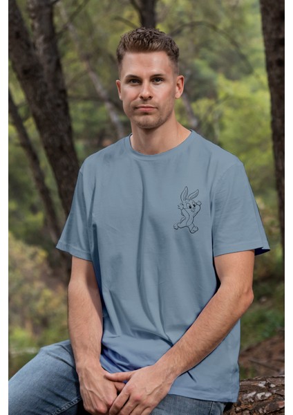 T-Shirt,Babs Bunny Tasarım Baskılı,Regular, Pamuk,Mavi T-Shirt No:545