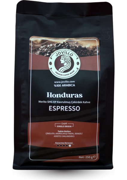 Honduras Espresso Çekirdek Kahve, %100 Arabica, Tek Kökenli, 250gr