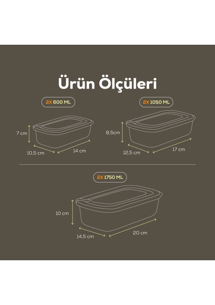 6'lı Vip Dikdörtgen Mikrodalga ve Difrize Uygun Saklama Kabı Seti Yeşil 2X(1750,1050,600 Ml) fiyatları