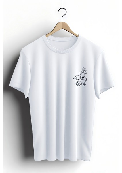 T-Shirt,Thumper Bambi Tasarım Baskılı,Regular, Pamuk,Beyaz T-Shirt No:553