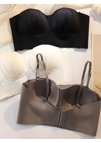 Straplez Bandeau Sütyenler, Düz Renkli Poliamid Örme Kumaş, Çıkarılamayan Dolgu, Kablosuz Konfor, Yetişkin Kadınlar Için Dikişsiz Telsiz Bralet