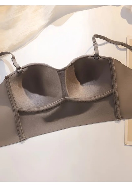 Straplez Bandeau Sütyenler, Düz Renkli Poliamid Örme Kumaş, Çıkarılamayan Dolgu, Kablosuz Konfor, Yetişkin Kadınlar Için Dikişsiz Telsiz Bralet