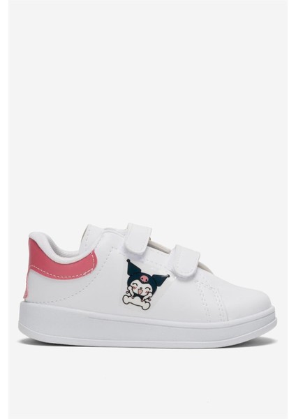 Çocuk Kuromi Baskılı Cırtlı Unisex Spor Ayakkabı BEYAZ - PEMBE