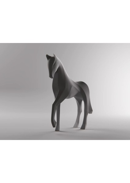 Minimalist Geometrik At Figürü - 3D Baskı Dekoratif Heykel