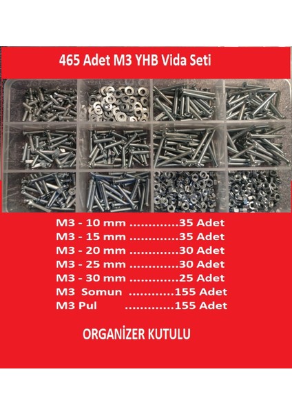 M3 Vida Metrik Üç Yhb Vida Seti 465 Adet